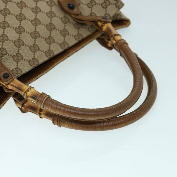 GUCCI GG Canvas Bamboo Hand Bag Beige 112530 Auth yk8569 - Picture 7 of 16
